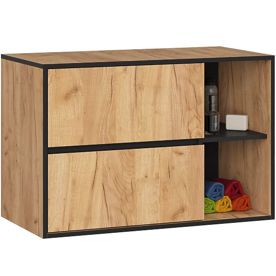 ARMADIETTO DA BAGNO SOTTO LAVABO VAMI W90 2SZ 2P ROVERE CRAFT / NERO