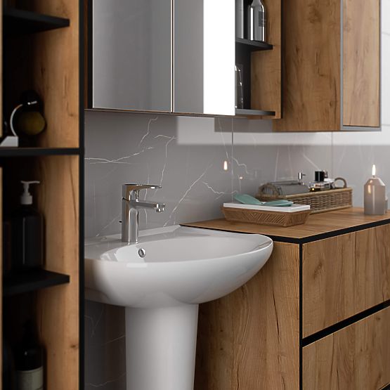 ARMADIETTO DA BAGNO SOTTO LAVABO VAMI W90 2SZ 2P ROVERE CRAFT / NERO