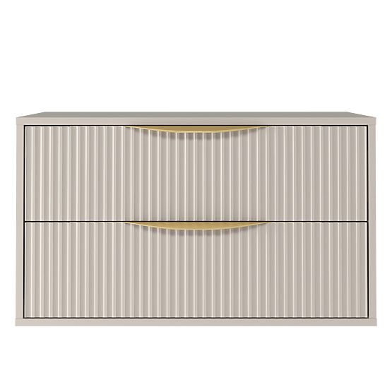 Mobile da bagno Avila 2.0, 80 cm, scanalato, maniglie dorate, cashmere