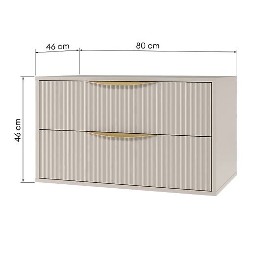 Mobile da bagno Avila 2.0, 80 cm, scanalato, maniglie dorate, cashmere