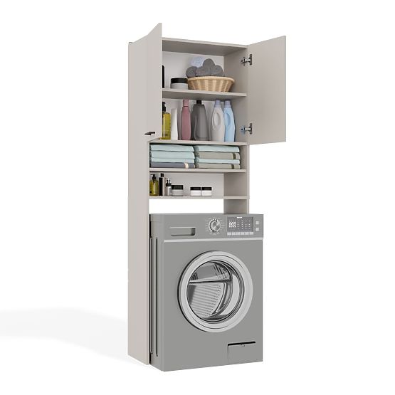 Mobile da bagno sopra lavatrice POLA DK CASHMERE BEIGE Scaffale Colonna 180X64X30