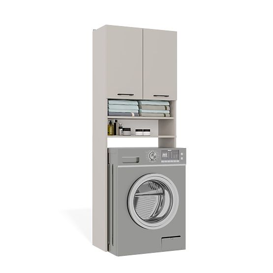 Mobile da bagno sopra lavatrice POLA DK CASHMERE BEIGE Scaffale Colonna 180X64X30