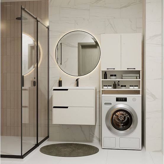 Mobile da bagno sopra lavatrice POLA DK CASHMERE BEIGE Scaffale Colonna 180X64X30