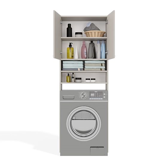 Mobile da bagno sopra lavatrice POLA DK CASHMERE BEIGE Scaffale Colonna 180X64X30