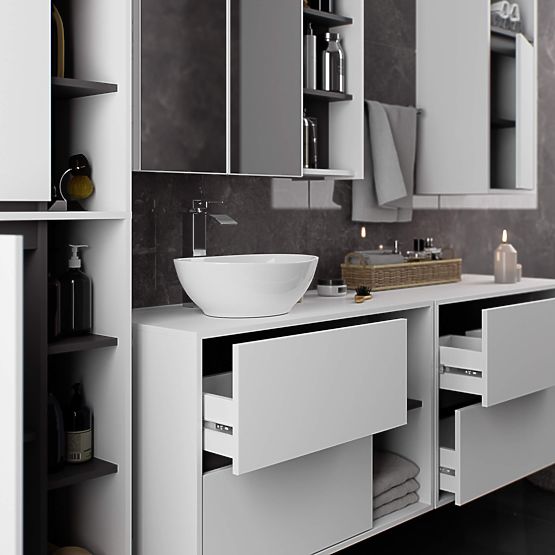 MOBILE DA BAGNO SOTTO LAVABO VAMI W90 2SZ 2P PK BIANCO / GRIGIO GRAFITE