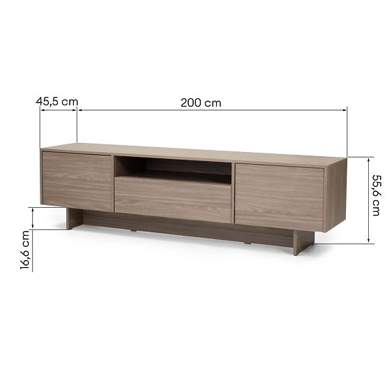 Mobile TV a due ante con cassetto Kanso, rovere perlato