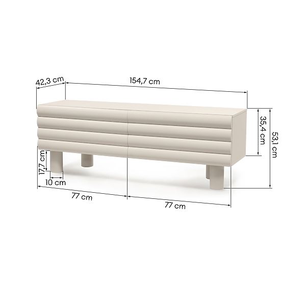 Mobile TV Anatra, scanalato, beige, forme arrotondate