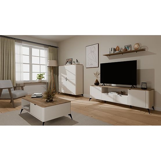Mobile TV CORDOBA 2S2S Beige Cashmere Rovere Castello Mobile TV 2 Cassetti