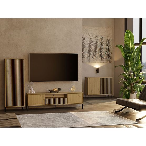 MOBILE TV KAMARO 160 ROVERE ARTISAN Rigato + Pannello Frontale Classico