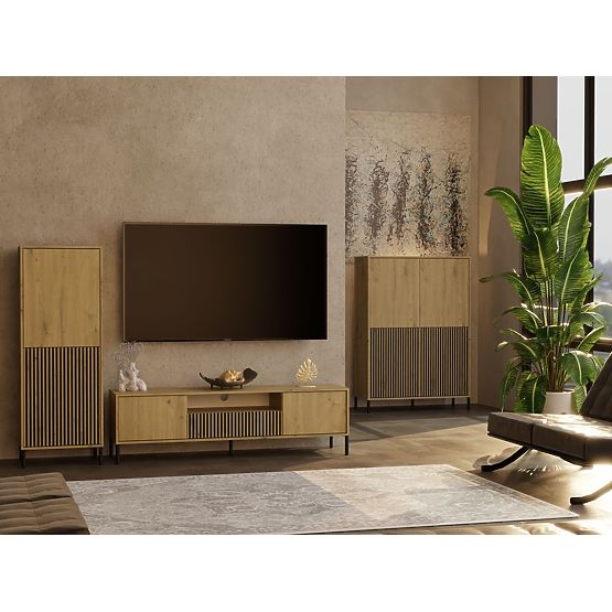MOBILE TV KAMARO 160 ROVERE ARTISAN Rigato + Pannello Frontale Classico