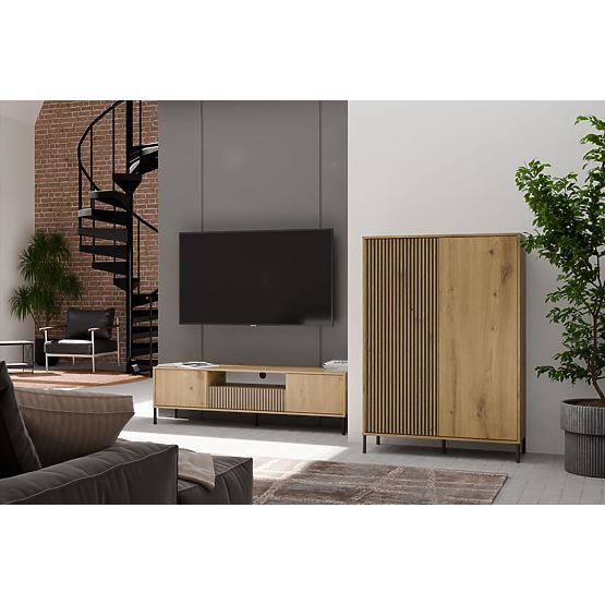 MOBILE TV KAMARO 160 ROVERE ARTISAN Rigato + Pannello Frontale Classico