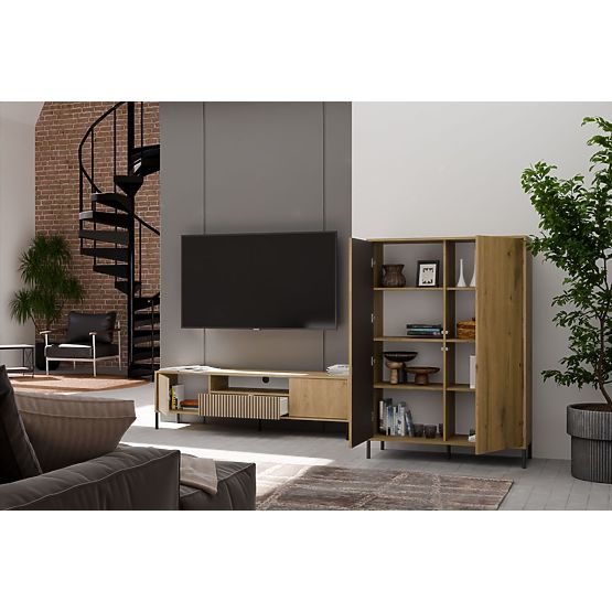 MOBILE TV KAMARO 160 ROVERE ARTISAN Rigato + Pannello Frontale Classico