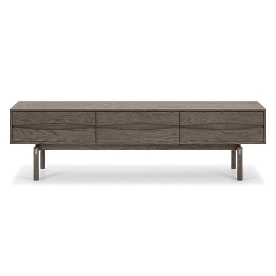 Mobile TV Quadri con cassetti, legno massello di rovere, impiallacciatura, marrone espresso