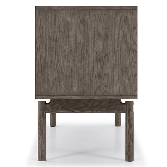 Mobile TV Quadri con cassetti, legno massello di rovere, impiallacciatura, marrone espresso