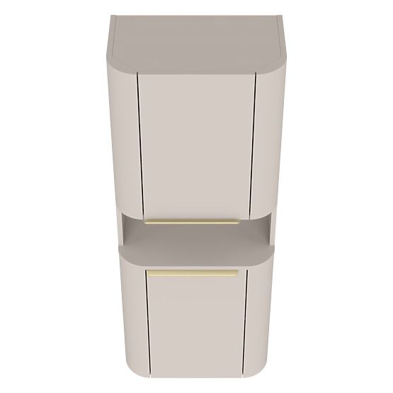 Mobiletto da bagno, colonna Bassa color cashmere, maniglie dorate, arrotondato