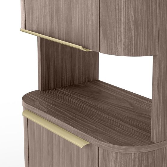 Mobiletto da bagno, colonna Bassa noce lincoln, maniglie dorate, arrotondato