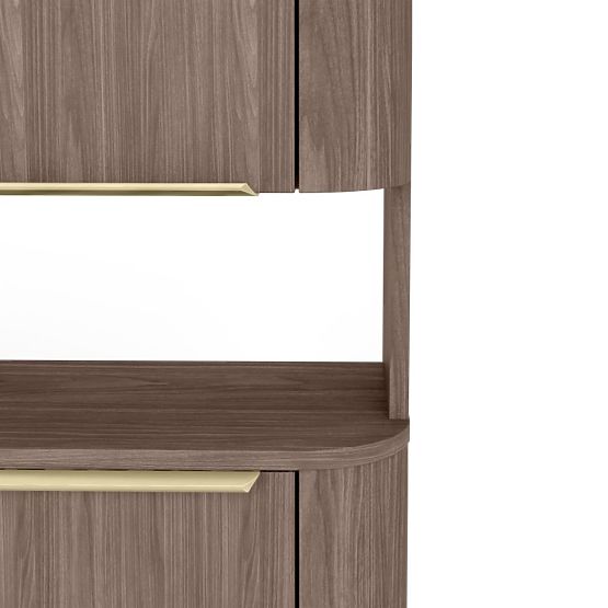 Mobiletto da bagno, colonna Bassa noce lincoln, maniglie dorate, arrotondato