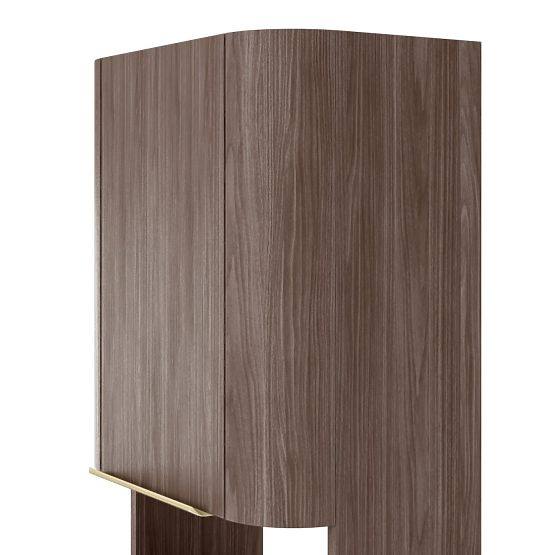 Mobiletto da bagno, colonna Bassa noce lincoln, maniglie dorate, arrotondato