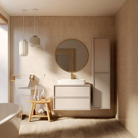 Mobiletto da bagno, colonna Mossy, cashmere
