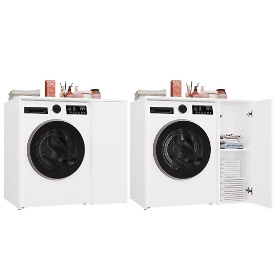 Mobiletto da Bagno per Lavatrice con Ante POLA NP 1D BIANCO 2 Ripiani