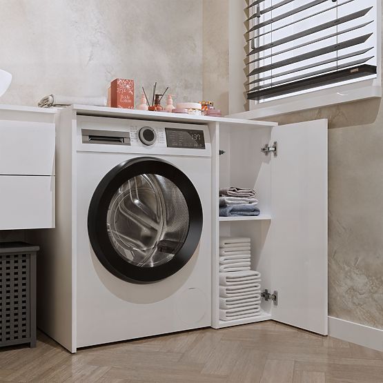 Mobiletto da Bagno per Lavatrice con Ante POLA NP 1D BIANCO 2 Ripiani