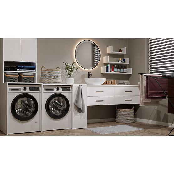 Mobiletto da Bagno per Lavatrice con Ante POLA NP 1D BIANCO 2 Ripiani