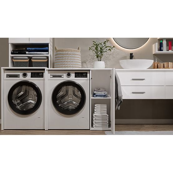 Mobiletto da Bagno per Lavatrice con Ante POLA NP 1D BIANCO 2 Ripiani