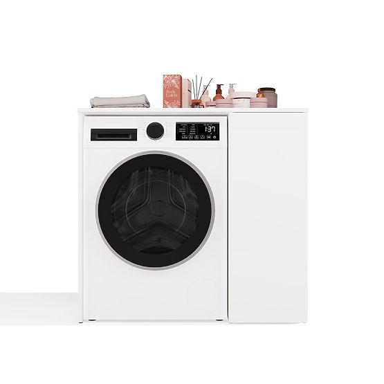 Mobiletto da Bagno per Lavatrice con Ante POLA NP 1D BIANCO 2 Ripiani