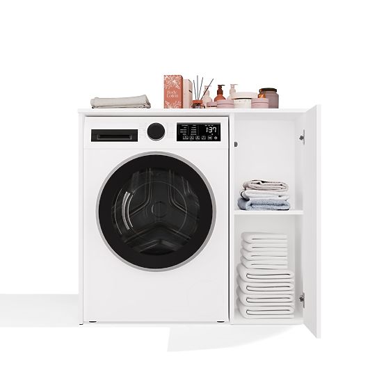 Mobiletto da Bagno per Lavatrice con Ante POLA NP 1D BIANCO 2 Ripiani