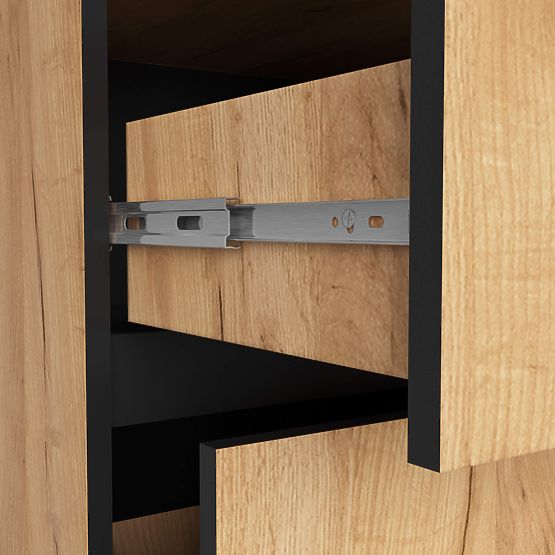 MOBILETTO DA BAGNO SOTTO LAVABO CON FORI VAMI W90 UM 2SZ 2P ROVERE CRAFT / NERO