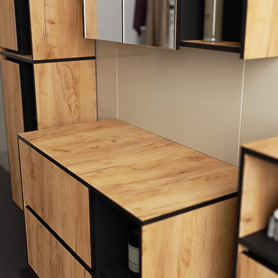 MOBILETTO DA BAGNO SOTTO LAVABO CON FORI VAMI W90 UM 2SZ 2P ROVERE CRAFT / NERO