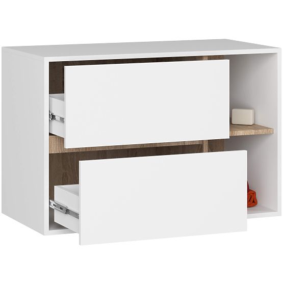 ARMADIETTO DA BAGNO SOTTO LAVABO VAMI W90 2SZ 2P BIANCO / ROVERE SONOMA