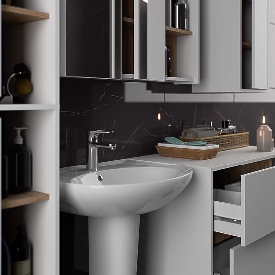 MOBILETTO DA BAGNO SOTTO LAVABO VAMI W90 2SZ 2P PK BIANCO / ROVERE SONOMA