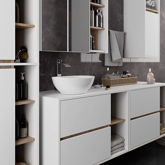 MOBILETTO DA BAGNO SOTTO LAVABO VAMI W90 2SZ 2P PK BIANCO / ROVERE SONOMA