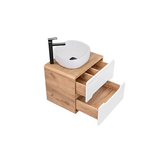 Mobiletto sotto lavabo da appoggio 60 cm 2 cassetti