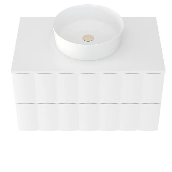 Mobiletto sotto lavabo Grita 80 cm, bianco, pannello frontale ondulato