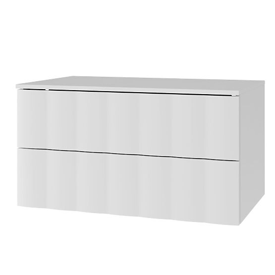 Mobiletto sotto lavabo Grita 80 cm, bianco, pannello frontale ondulato