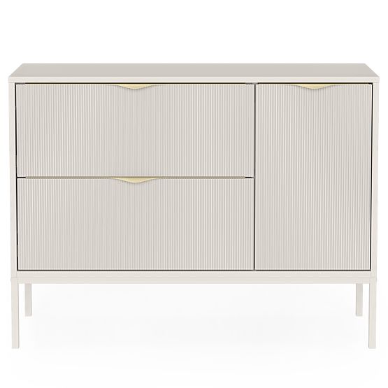 Mobiletto sotto lavabo Livia 100 cm, color cashmere, gambe in metallo, scanalato