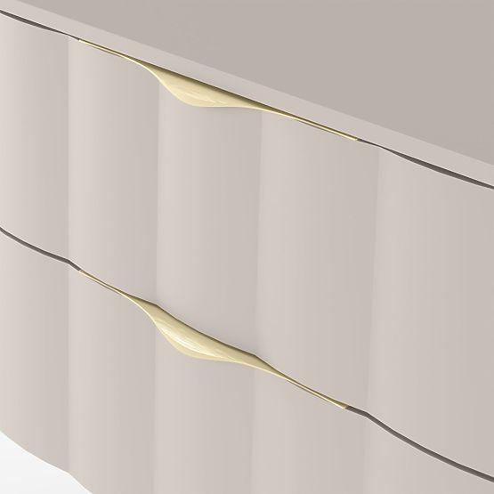 Mobiletto sotto lavabo Omi 80 cm, pannello frontale ondulato, maniglie dorate, beige cashmere