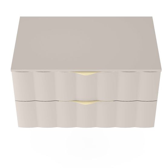 Mobiletto sotto lavabo Omi 80 cm, pannello frontale ondulato, maniglie dorate, beige cashmere