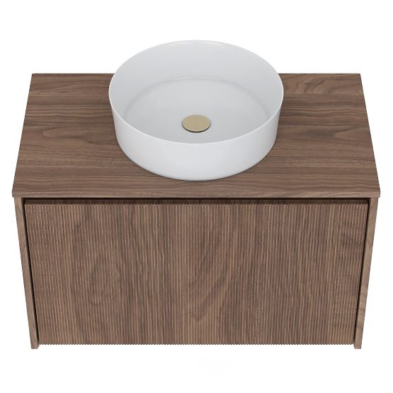 Mobiletto sotto lavabo Pezzo 80 cm, noce, scanalato