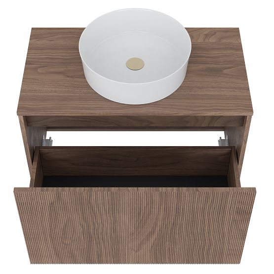 Mobiletto sotto lavabo Pezzo 80 cm, noce, scanalato