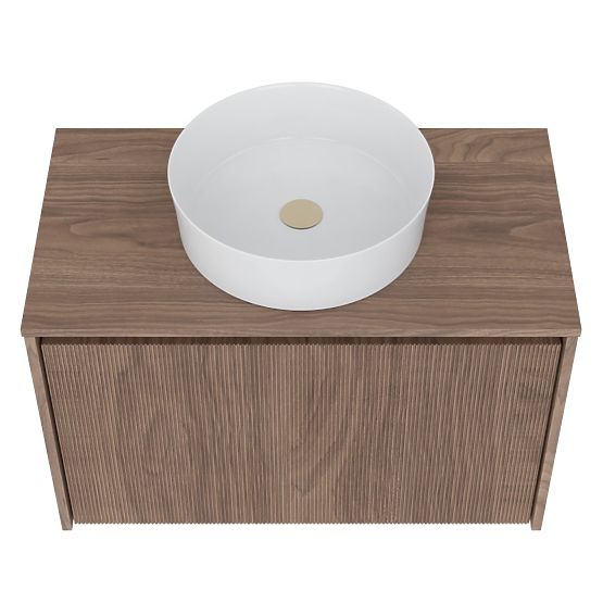 Mobiletto sotto lavabo Pezzo 80 cm, noce, scanalato