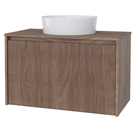 Mobiletto sotto lavabo Pezzo 80 cm, noce, scanalato