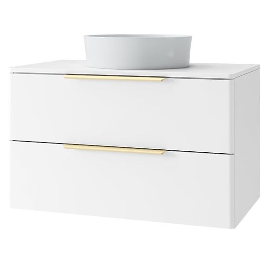 Mobiletto sotto lavabo Tidea 80 cm, bianco, maniglie dorate