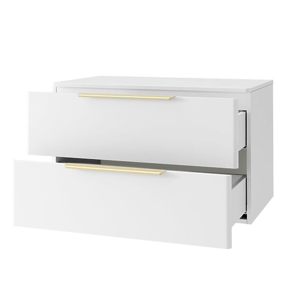 Mobiletto sotto lavabo Tidea 80 cm, bianco, maniglie dorate