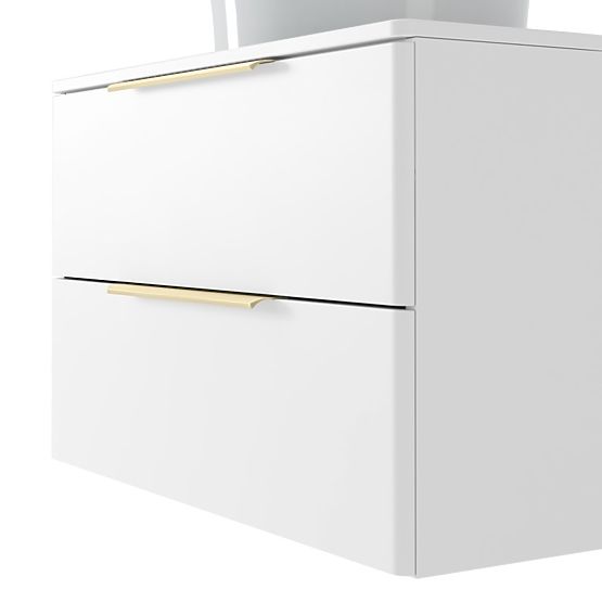 Mobiletto sotto lavabo Tidea 80 cm, bianco, maniglie dorate