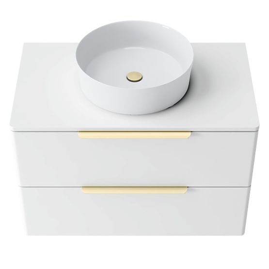 Mobiletto sotto lavabo Tidea 80 cm, bianco, maniglie dorate