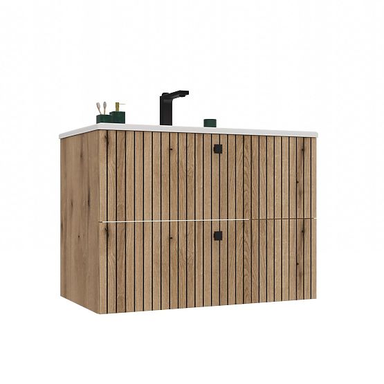 MOBILETTO SOTTO LAVABO TIGO 80 2S ROVERE EVOKE SCANALATO FRONTALE + LAVABO