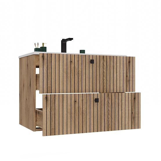 MOBILETTO SOTTO LAVABO TIGO 80 2S ROVERE EVOKE SCANALATO FRONTALE + LAVABO